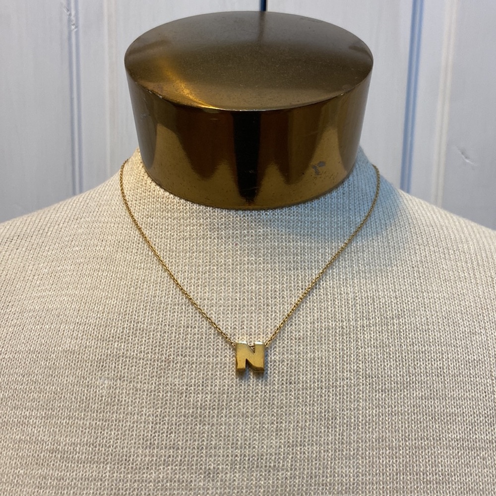 Vintage Trifari Gold Tone N Initial Choker Necklace